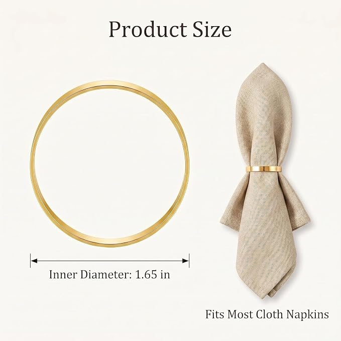12Pcs Simple Gold Round Napkin Rings, Metal Decorative Table Napkin Holders - Image 3