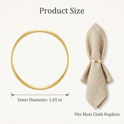 12Pcs Simple Gold Round Napkin Rings, Metal Decorative Table Napkin Holders - Image 3