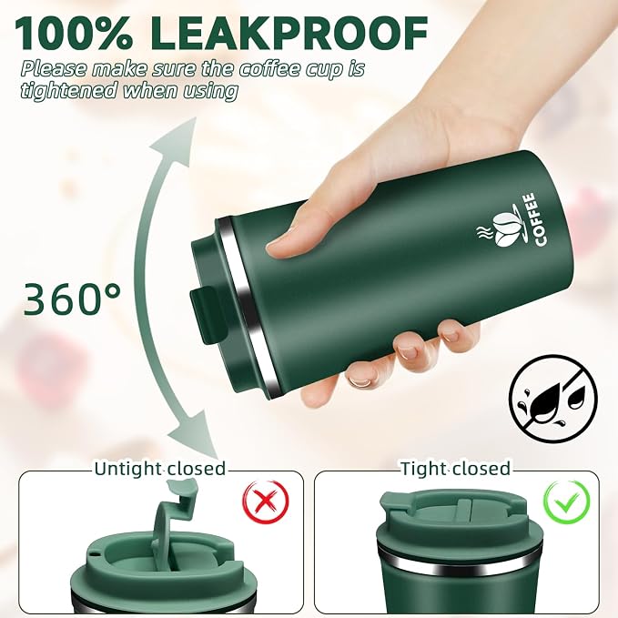 Insulated Travel Coffee Mug Reusable Coffee Tumbler Cup - Image 3