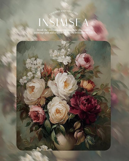 InSimSea Gold Picture Framed Wall Art, Living Room Vintage Moody Flower in Vase Wall Decor, Still Life Floral Canvas Print Art, Home Farmhouse Decor, Antique Paintings with Frame 13x16inch