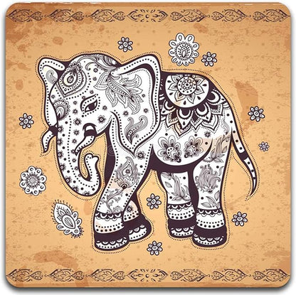 Personality Elephant Square Coaster Set - Made of Recycled Rubber - Set of 4