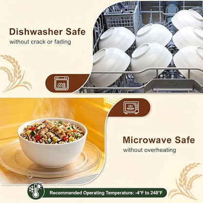 Soup Bowls 60oz, Unbreakable Wheat Straw Bowls Sets of 8, Large Kitchen Bowls - Image 4