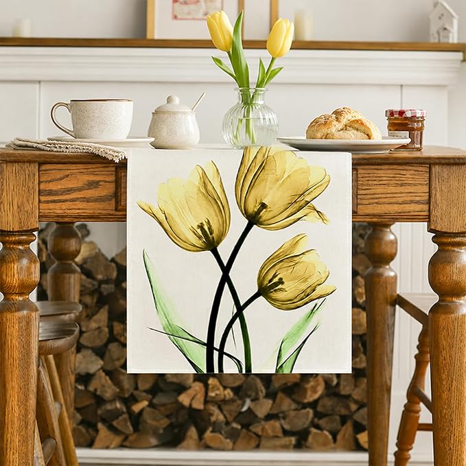 Floral Table Runner Mode Flowers Spring Summer Table Runner Seasonal Table - Image 3