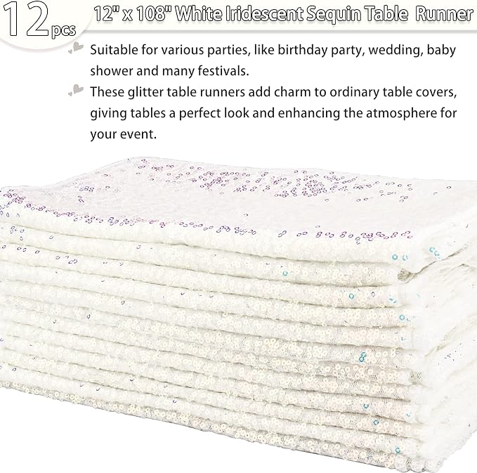 12 Packs Sequin Table Runner Glitter Dining Table Runner - Image 2