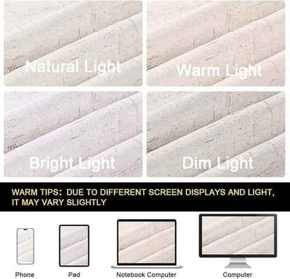 PrinceDeco 100% Blackout Curtains for Sliding Doors Blackout Curtains 84 Inches Long Thermal Insulated Linen with White Backing Sound Proof Energy Efficient for Bedroom,W100 X L84 Inch, Ivory