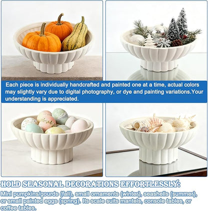 Small Modern Pedestal Bowl 8" Ceramic,Function as Catch-all Bowl,Home Decorative Bowl for Home Decor,Coffee Table Centerpiece