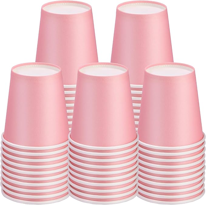 3 oz Small Paper Cups, 50 Pack Bathroom Cups Mouthwash Cups Pink | 3 oz by Huaiid