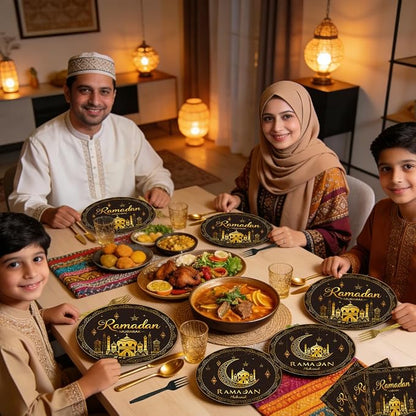 EUOYUFO 96Pcs Ramadan Party Tableware Set Eid Ramadan Mubarak Paper Plates - Image 7