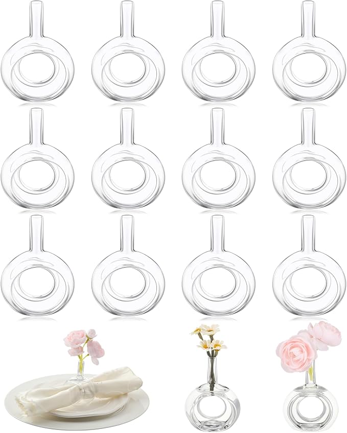 Honeydak 12 Pcs Glass Vases Napkin Rings Hand Blown Borosilicate | High by Honeydak