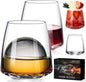 Stemless Wine Glasses Set of 4-14.5oz Hand Blown Heavy Red White Wine Glasses Unique gifts for him/her wedding, birthday, Mother's/father's day, anniversary