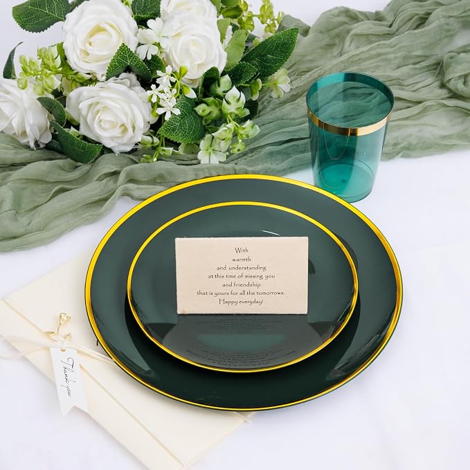 LIYH 180Pcs Green Plastic Plates, Shatterproof Choice - Image 6