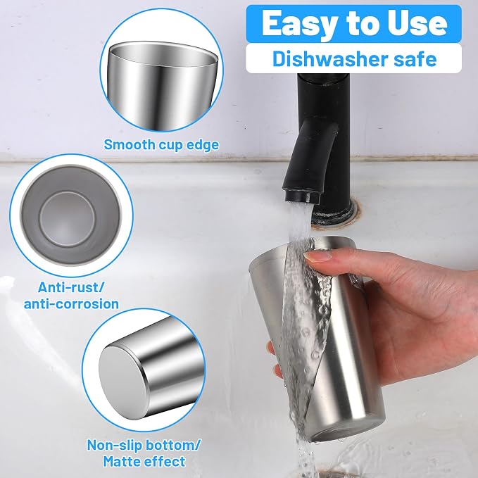 4 Pcs 12 oz Stainless Steel Pint Cups Shatterproof Cup Double Wall Vacuum Small - Image 4