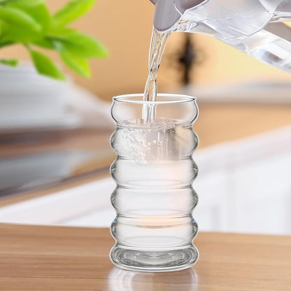 Tessco for you 4 Pcs Creative Glass Cups Vintage Drinking Glasses Ribbed - Image 6