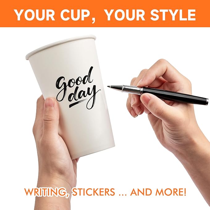 METAPRINT 50 Pack 16 oz Disposable Coffee Cups - Image 7
