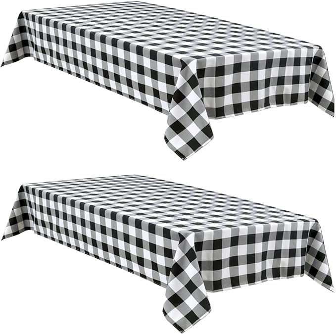 Checkered Table Cloths Rectangle 60x120 inch 2 Pack Black and White | by Hiasan