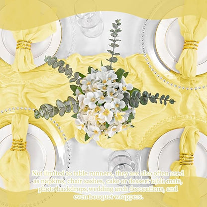 8 Pack Yellow Table Runner 17 x 108inch Cheesecloth Table Runner Boho Gauze - Image 7