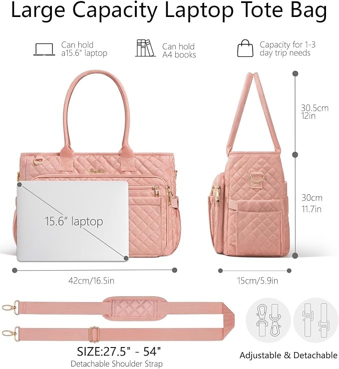 Bagstellar Teacher Tote Bag for Women, 15.6" Laptop Work Tote Computer Bag | - Image 4
