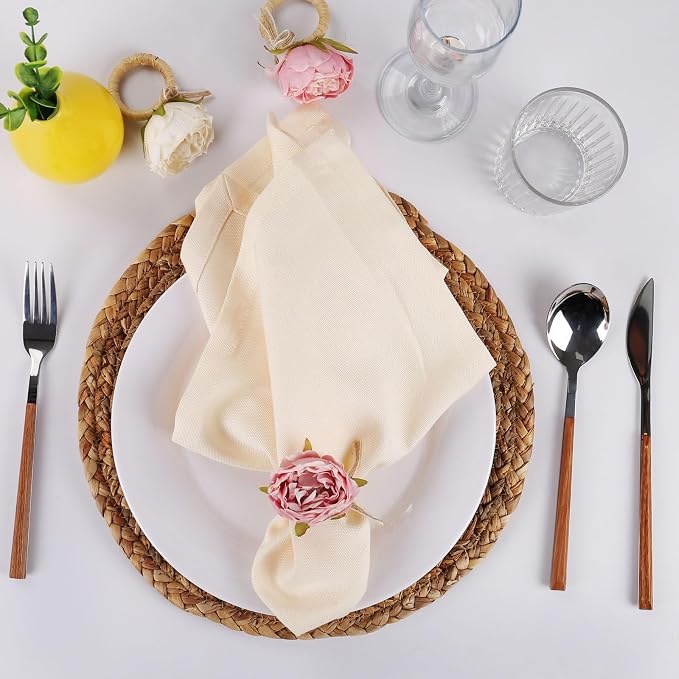 Handcraft Flower Napkin Rings Set of 12, Valentine's, Thanksgiving - Image 7