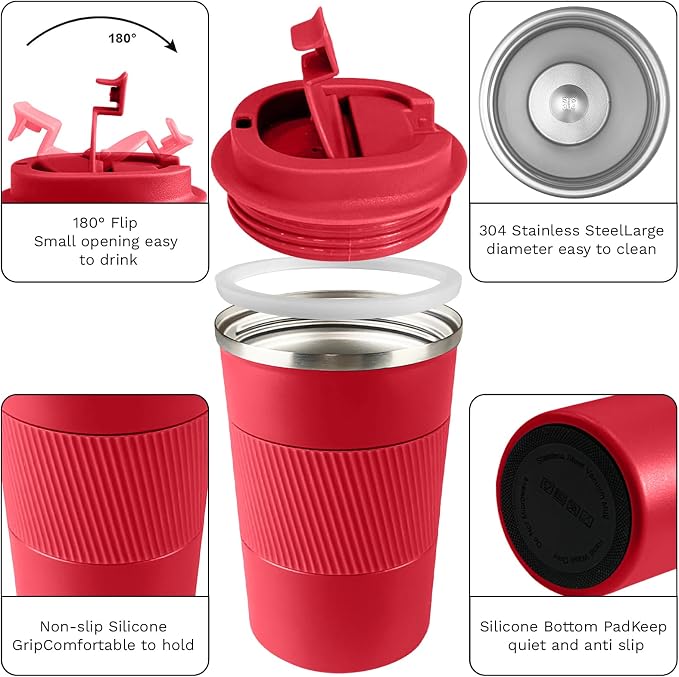 Insulated Travel Coffee Mug, Stainless Steel Coffee Cup - Image 2