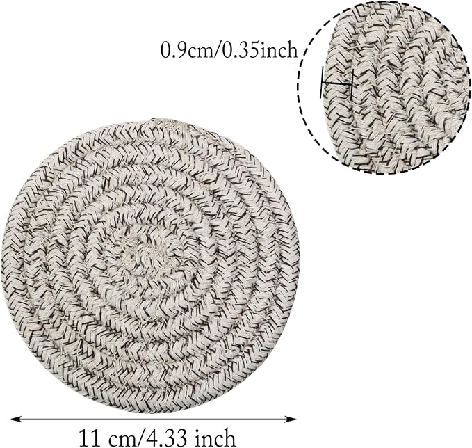 Round Drink Coasters Cotton Woven Absorbent Bar Coasters Housewarming Gift - Image 2