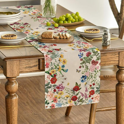 Artoid Mode Plants Floral Butterfly Valentine's Day Table Runner, Anniversary - Image 3