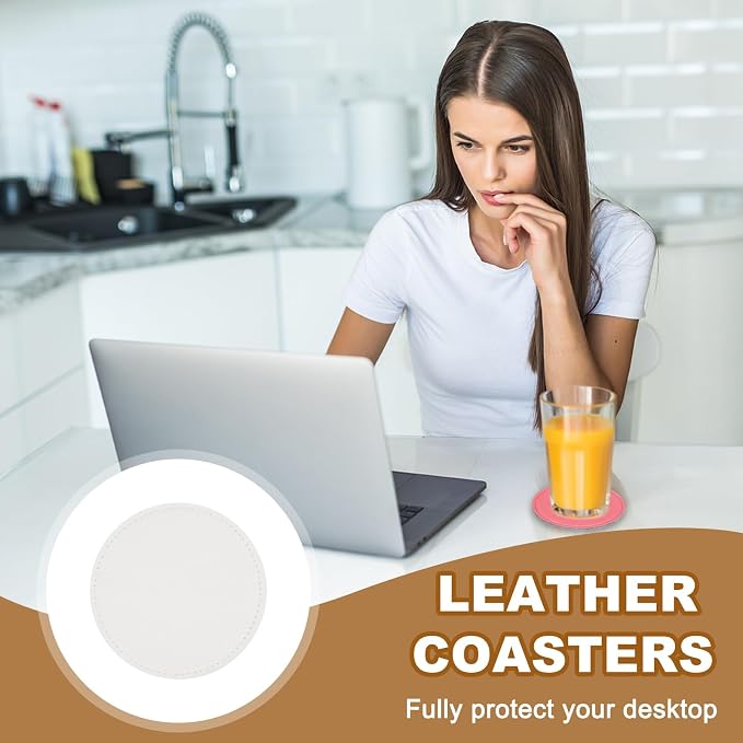 uxcell 5Pcs PU Leather Coasters - Image 6
