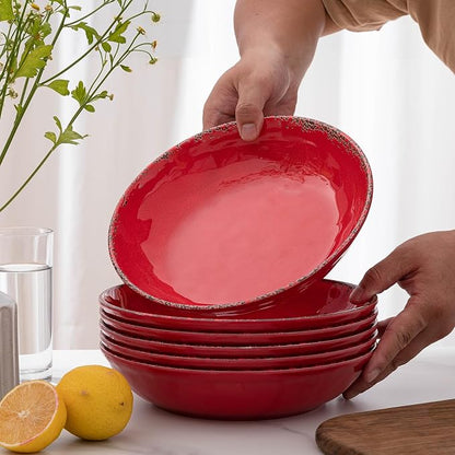 Farmhouse Melamine Pasta Bowls Set of 6, 42 OZ Large Serving Bowls Set - Image 7
