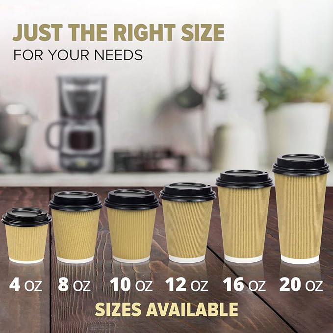 Fit Meal Prep 50 Pack 16 oz Insulated Ripple Triple Wall Paper Coffee Cups - Image 7