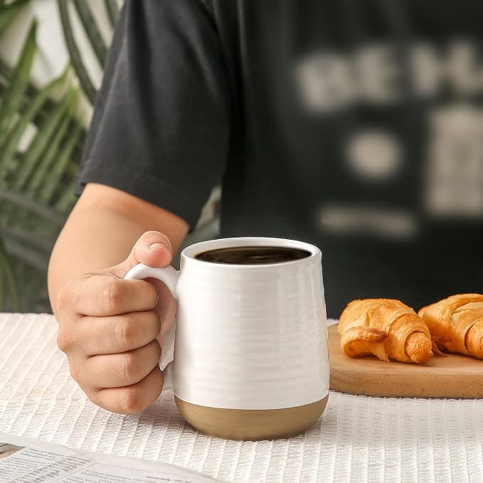 Large Ceramic Coffee Mugs Set - 15 OZ Porcelain Coffee Latte Cups Set of 4 - Image 4