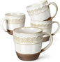 Artena Ceramic Coffee Mugs Set of 4, 16oz Embossed Large Latte Mugs Coffee Cups by Artena