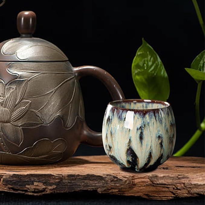 2X Ceramic Mug Tea Set Cups Chinese Cup Coffee Cup Handmade Handleless Ceramics - Image 4