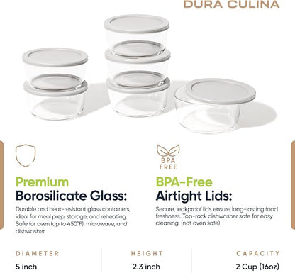 12-Piece Glass Food Storage Containers Set | 2-Cup, Leakproof | Microwave - Image 2