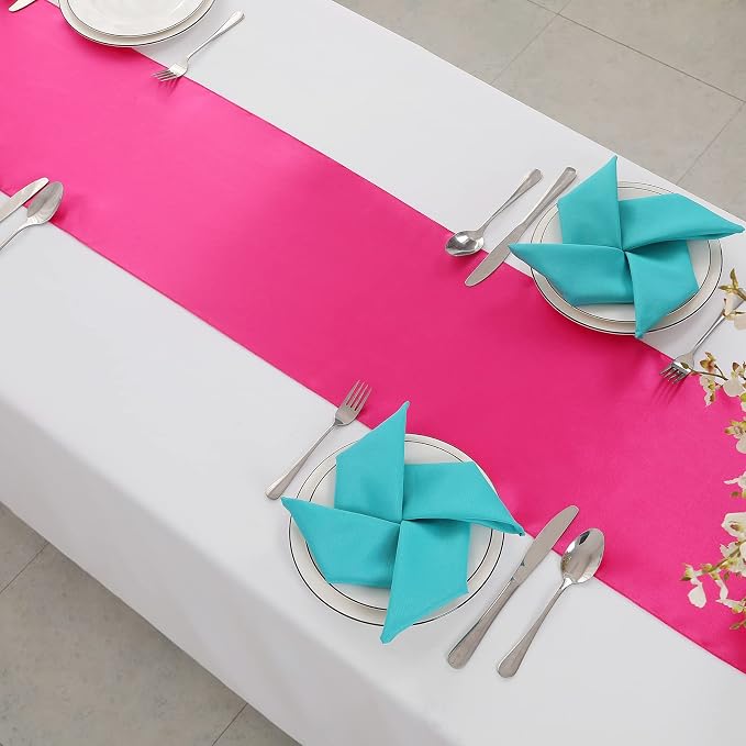 Horbaunal 2 Pack Hot Pink Satin Table Runner 12 x 108 Inch | Smooth Table - Image 4