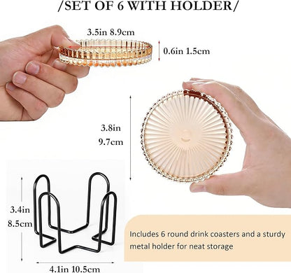 Champagne Modern Clear Coaster 6-Pack Glass Coasters - Image 3