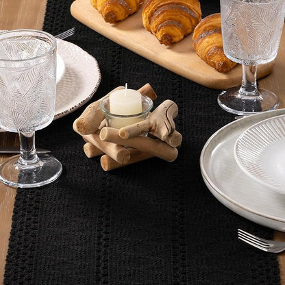 MLMW Boho Table Runner Black Table Runner 60 inches Spring Easter Short Coffee - Image 5