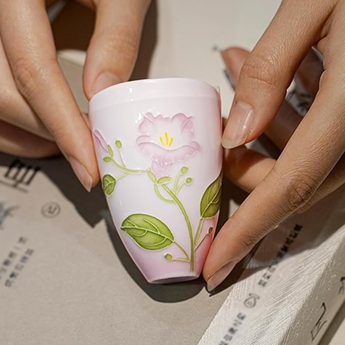 KAMMAK Ceramic Tea Cups Set of 2, 2.1 oz, Vintage Small Teacups, 709N | Hand - Image 3