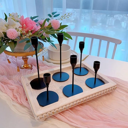 Black Taper Candle Holders for Wedding Table Centerpiece,Tall Taper Candlestick Holders Bulk Set of 27,Metal Candle Stick Holder Decor for Table or Mantel Centerpiece, Dinning, Party Home Decor