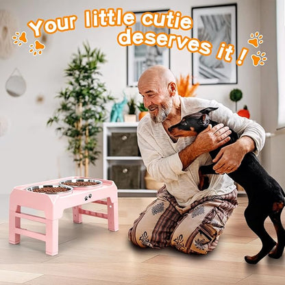 COMESOON Elevated Dog Bowls, 4 Height Adjustable Raised Bowl Stand - Image 7