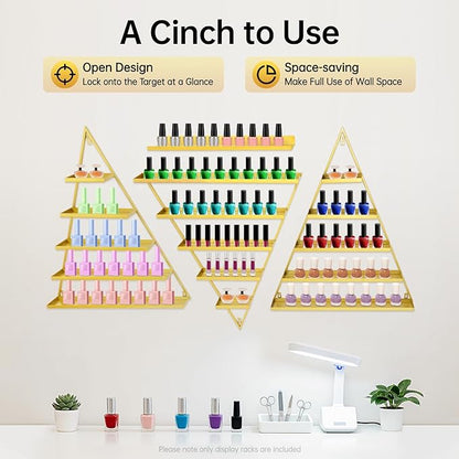 Wall-Mounted Nail Polish Display Racks, Triangle Display Racks, Cosmetics-Display-Shelves, Perfume Wall Shelf Essential Oil Organizers for Home Spa Nail Salon Shop