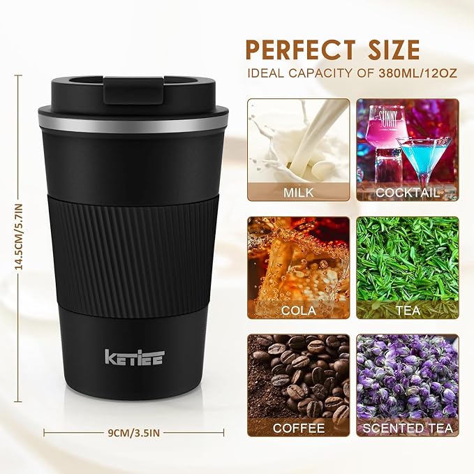 KETIEE Travel Mug 12oz, Vacuum Insulated Coffee Mug - Image 2