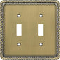 Henne Bery Rope Edge Decorative Wall Plate Switch Plate Outlet Cover (Double Toggle, Antique Brass)
