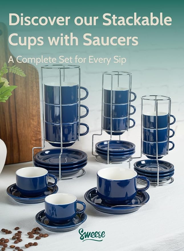 Sweese 2.5 Ounce Porcelain Stackable Espresso Cups - Image 8
