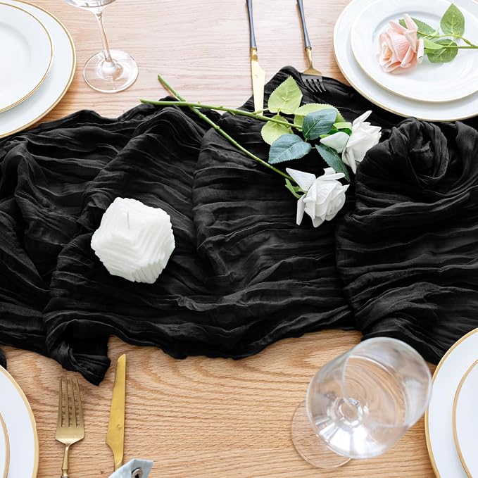 Cheesecloth Table Runner Black 10FT Boho Gauze Runner, 6 Pack | 120 Inch Cheese - Image 5