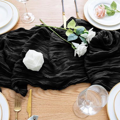 Cheesecloth Table Runner Black 10FT Boho Gauze Runner, 6 Pack | 120 Inch Cheese - Image 5