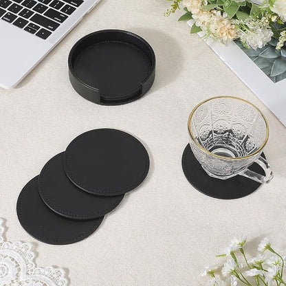 6PCS 4 Inch PU Leather Coasters - Image 3