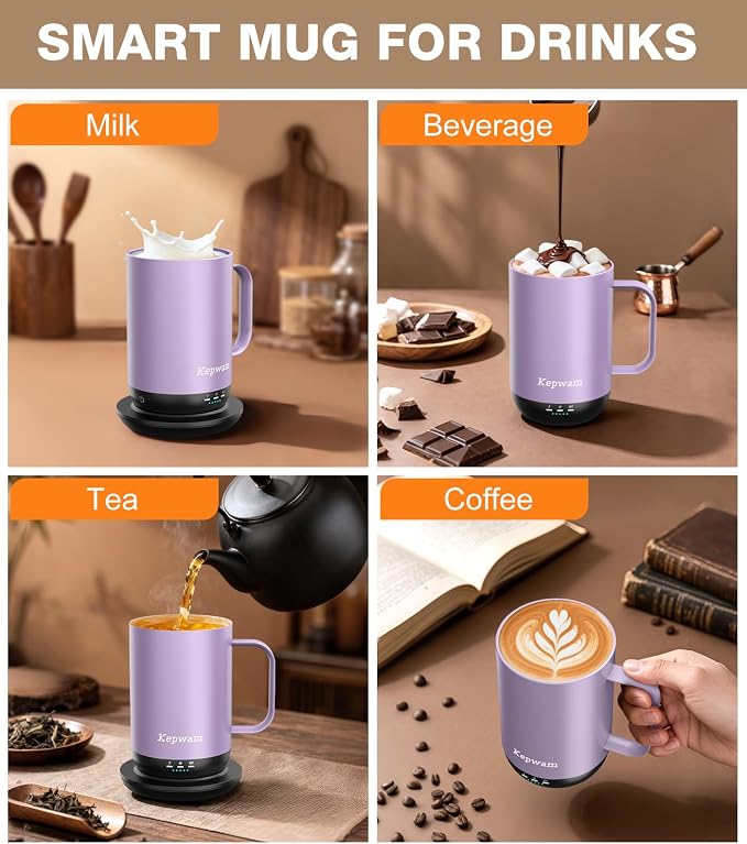 Kepwam Self-Heating Coffee Mug T1, 16oz Rechargeable Heated Coffee Mug - Image 9