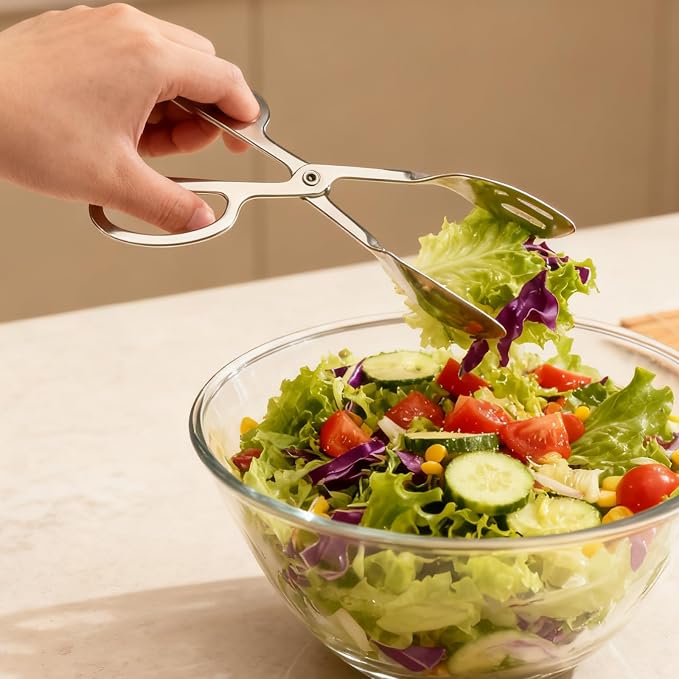 10-Inch Salad Tongs for Serving, Scissor Style Kitchen Tongs for Cooking | for - Image 3