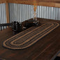 VHC Brands Farmhouse Primitive Jute Black Striped Oval Table Runner Decor by VHCBrands
