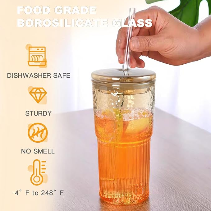 JunVpic Glass Coffee Tumbler, 20 oz Glass Cup - Image 2