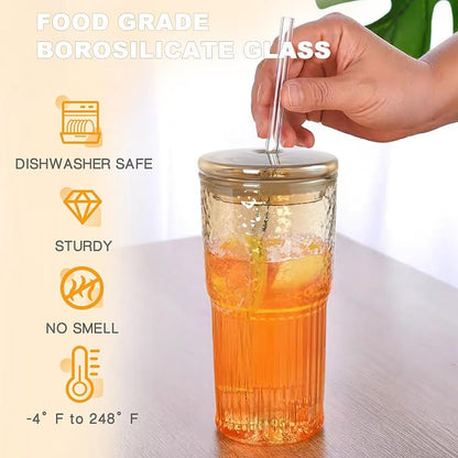 JunVpic Glass Coffee Tumbler, 20 oz Glass Cup - Image 2